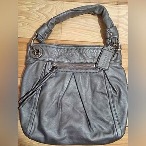 Vintage Coach Parker Hippie Hobo Shoulder Purse Silver Metallic Soft Leather